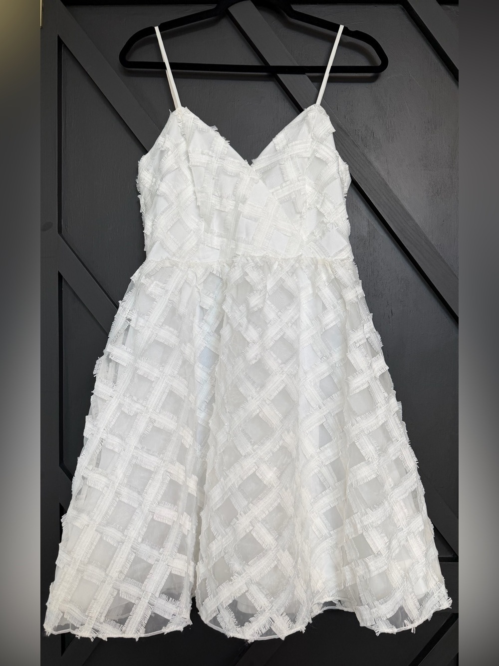 NWT ZAC Zac Posen White Textured Plaid Mini Dress, Size 6 - Picture 2 of 11
